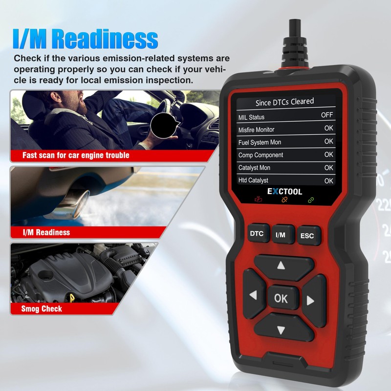 Exctool Car OBD2 Scanner Diagnostic Tool Vehicle Check Engine Light