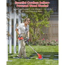 Boostool 21V Cordless Weed Wacker Battery Operated, 2 X 2.0Ah Electric Weed Eater Battery Powered, 3-in-1 Lightweight Brush Cutter/Grass Trimmer//Lawn Mower with Removable Moving Wheels & 8 Blades