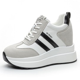 MIEHUIAI Women's Trainers with Wedge Heel 10 cm Platform Casual Shoes Fashion Wedges Trainers Comfortable Non-Slip Trainers, White 572