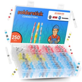 Solderstick 250 Pieces Waterproof Solder Seal Wire Connectors Kit, Electrical Insulated Wire Splice Heat Shrink Wire Connectors with 4 Gauges - 12-10, 16-14, 22-18, 26-24 AWG
