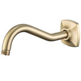 8 Inch Angled Shower Arm Extension with Flange, SWHYGER Stainless Steel Curved Shower Head Arm Replacement, Brushed Gold,SW-91068-8BG.