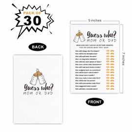 YKYENR Popin Bottle Baby Shower Game Cards, 30 Guess Who? Mom Or Dad Game Cards, 5 X 7 Inches Double Sided Fill-in Game Cards for Gender Neutral Boys Or Girls,Party Favor & Supplies-BBYX-B04