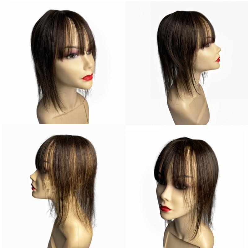 Real Human Hair Toppers Clip in Bangs Fringe Hair Volume