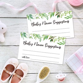 50 Baby Shower Name Suggestion Cards, Greenery Name Suggestion Cards for Baby Shower, Name Suggestion Game, Baby Shower Games, Baby Party Supplies, 3.5 x 2 Inches