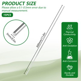 YAYODS Pack of 15 Stainless Steel Rods 5 mm x 300 mm - 304 Stainless Steel Solid Round Rod, Metal Rod, Round Bar for Crafts, Full Round Rod, Round Steel for DIY Craft, Model Car, Aeroplane