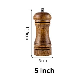 Wood Pepper Grinder Pepper Mill - 5" Tall Premium Manual Salt and Pepper Grinder Set, Adjustable Coarseness, Refillable, Classic Design for Kitchen, Dining Table, or Gifts