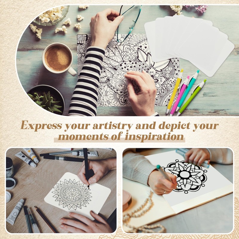 Dunzoom 50 Pcs Artist's Tiles Zen 4.5'' x 4.5'' Square