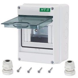 Otdorpatio breaker box Distribution Protection Box, IP65 Clear Cover Electrical Box, ABS Power Supply Electronic Junction Box Din Rail Enclosure for Circuit Breaker on The Wall 5 Way(120x160x95mm)