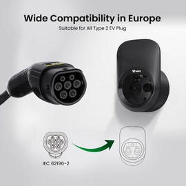 GONEO Type 2 Holder Wallbox Holder Wall Mount Bracket Cable Organizer Charging Cable Holder Compatible with European Standard Electric cars Hybrid cars ABS structure