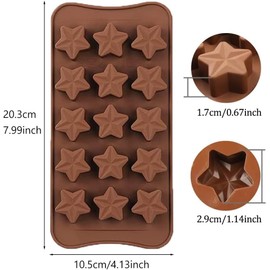 VITAPREP 2-Pack Star Silicone Molds | 30 Cavities Total for Chocolate, Candy, Gummy, Ice Cubes, Wax Melts | Food Grade BPA-Free | Mini 3D Stars Mold for Baking, Resin, Party Décor