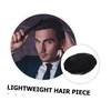 Vaguelly Men Natural Hair Wig Lightweight Short Topper Hairpiece for