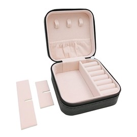 Mini Jewelry Travel Case,Small Travel Jewelry Organizer, Portable Jewelry Box Travel Mini Storage Organizer Portable Display Storage Box For Rings Earrings Necklaces Gifts (Black)