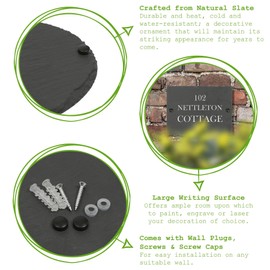 Nicola Spring Rectangle Blank Slate House Sign with Wall Fixings - 20cm x 15cm - Black - 1x Home Cottage Garden Outdoor Wall Gate Name Front Door Number Plate Address Decor Welcome Plaques