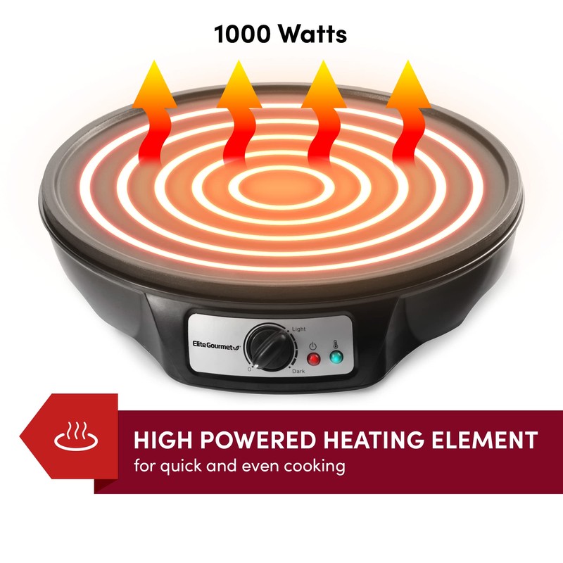 Elite Gourmet ECP-126 Electric Crepe Maker, Pancake, Hot Cakes and