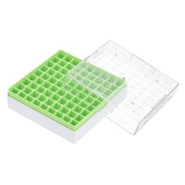 PATIKIL 81 Well Polycarbonate Freezer Boxes, 1 Pcs Polycarbonate Tube Rack for 2.0ML Tubes Vials Samples, Green