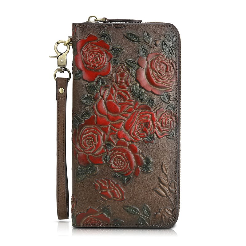 Women's Leather Large Clutch Purse with RFID Protection Large Purse