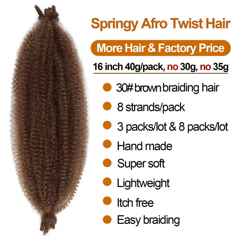 Springy Afro Twist Hair 16 Inch Cuban Twist Hair 30#