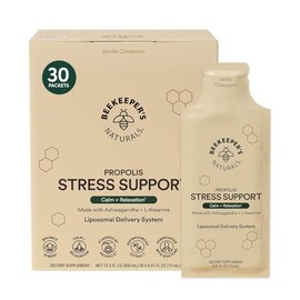 Ashwagandha Liposomal Stress Support by Beekeeper's Naturals, 600mg with Propolis, L-Theanine, Anti-Stress Support for Calm & Relaxation, 30ct