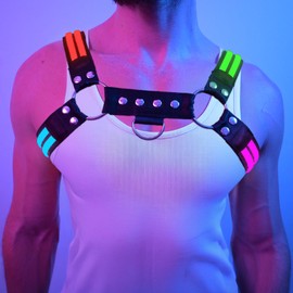 House Of Rave GEN 2 Color Changing LED Chest Harness for Men - Multicolor Men's Light Up Chest Harness