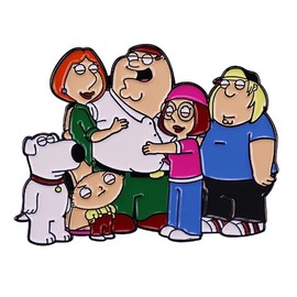 Family Cartoon Guy Characters 1.75 Inches Wide Metal Enamel Pin