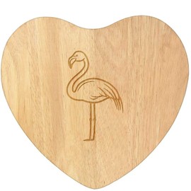 'Cartoon Flamingo' Wooden Heart Shaped Chopping/Cutting Board (WB00084399)