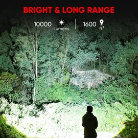 HinsGEAR Rechargeable Flashlights High Lumens, High Power LED Flashlight XHP70.2 Powerful Tactical Flashlight with Zoomable Focus, 5 Modes Water Resistant Flash Light for Home and Outdoor