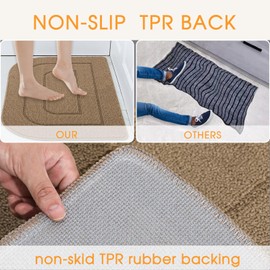 Kitchen Rugs and Mats, Non Skid Machine Washable Soft Kitchen Mats for Floor Kitchen Runner Rug Absorbent Resist Dirt Comfort Standing Mat Made of 100% Polypropylene Strip TPR Backing (Brown, 18"x27")