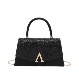 OUAYEMEL Sparkly Evening Handbag Glitter Clutch Bag for Women Bridal Wedding Purse for Prom Cocktail Party Clutches With Detachable Chain Black