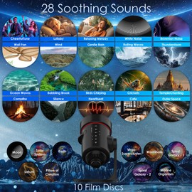 [White Noise] Galaxy Projector, 28 Soothing Sounds Star Projector Sound Machine, Solar System Space Planetarium Projector Night Light, Room Decor for Ceiling Bedroom Kids Adults Sleep Trainer