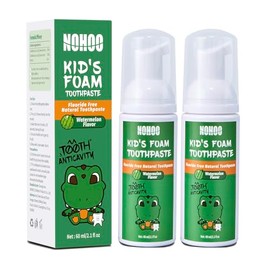 NOHOO Fluoride Free Foam Toothpaste Kids Watermelon,Natural Training Toothpaste for Baby Toddler Children Oral Cleaning and Cavity Protection(2 Pack)