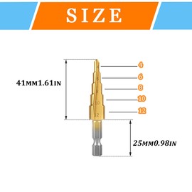Hocansen 3 Pcs Step Cone Drill Bits Counter Sink Drill Bits High Speed Steel Step Drill Bit Hex Shank Spiral Grooved Bit for Plastic, Wood Drilling（3-12mm,4-12mm/20mm）