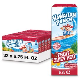 Hawaiian Punch Fruit Juicy Red Juice Drink, 6.75 fl oz boxes, 32 Count (4 Packs of 8), Ready-to-drink, On-the-go, Caffeine-free, Carbonation-free, Gluten-free, Excellent Source of Vitamin C