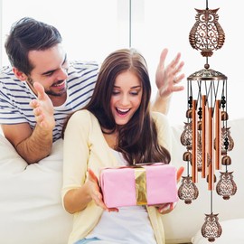 YXOTJHS - Carillones de viento de búho para exteriores, regalos de búho para mujeres, mamá, abuela, amiga, campanillas de viento de 35 pulgadas, espacio última intervensión para exteriores, decoración de búhos, patio, porche