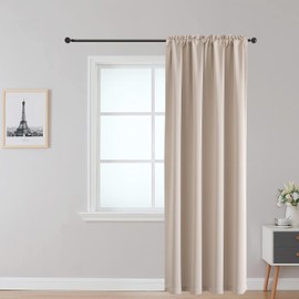 Upcortinassi Firepproof Blackout Curtain Blackout Curtain, Test Certification NFPA701, Rod Pocket Top, Light Beige 42 x 84 inch, Pack of 1 Panel