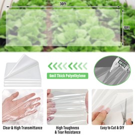 Legigo 10 X 30 Ft Clear Plastic Plant Covers Freeze Protection- 6 Mil Winter Greenhouse Plastic Sheeting for Frost Water Sun Wind Resistant, Plant Vegetable Blanket Covers for Cold Weather Garden Farm