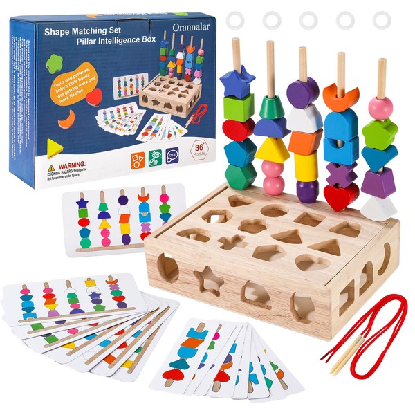 Orannalar 3 in 1 Wooden Color Sorting Stacking Toys, Montessori