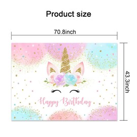 YQWIN Unicorn Backdrop Unicorn Party Decorations Unicorn Birthday Backdrop Unicorn Happy Birthday Banner Rainbow Unicorn Photography Background Backdrop for Unicorn Birthday Party Decorations