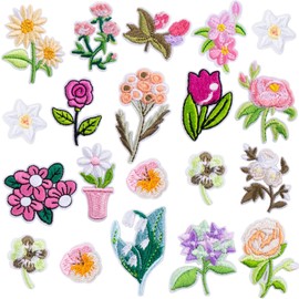 YALOJE 20pcs Mini Flower Patches for Clothes, Colorful Multi-Styles Embroidered Floral Iron on Patches, Fabric Sew on Decorative Bouquet Applique for Jacket, Jeans, Crafts