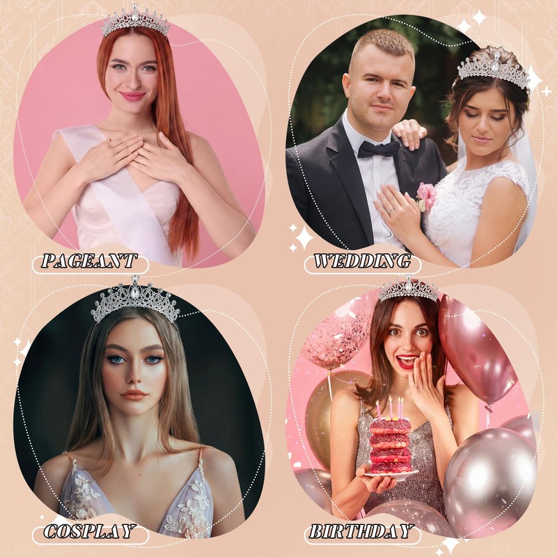 20 Pcs Crystal Queen Tiara Crown for Women with Combs,