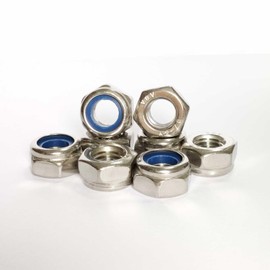 Pack of 10 Stainless Steel Nuts M10, Hexagonal Nuts Stainless Steel, Nylon Nuts M10 Nuts DIN985, A2 V2A Hexagonal Stainless Steel Nut Stop Nuts Lock Nuts Set, Metric Hex Nuts, Nut 10 mm