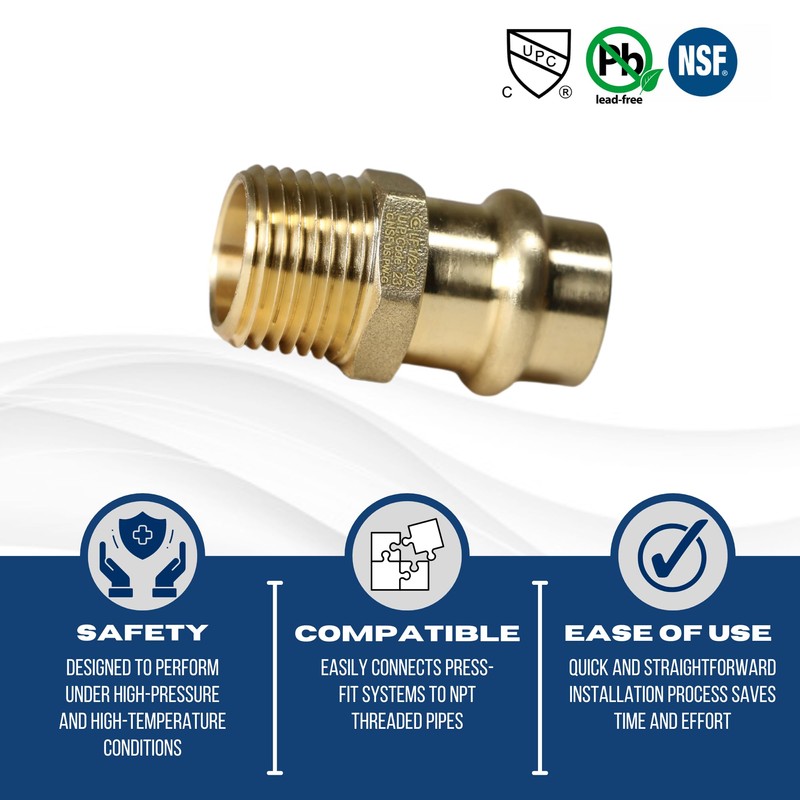XFITTING Brass Press 1/2 inch x 1/2 inch Male NPT