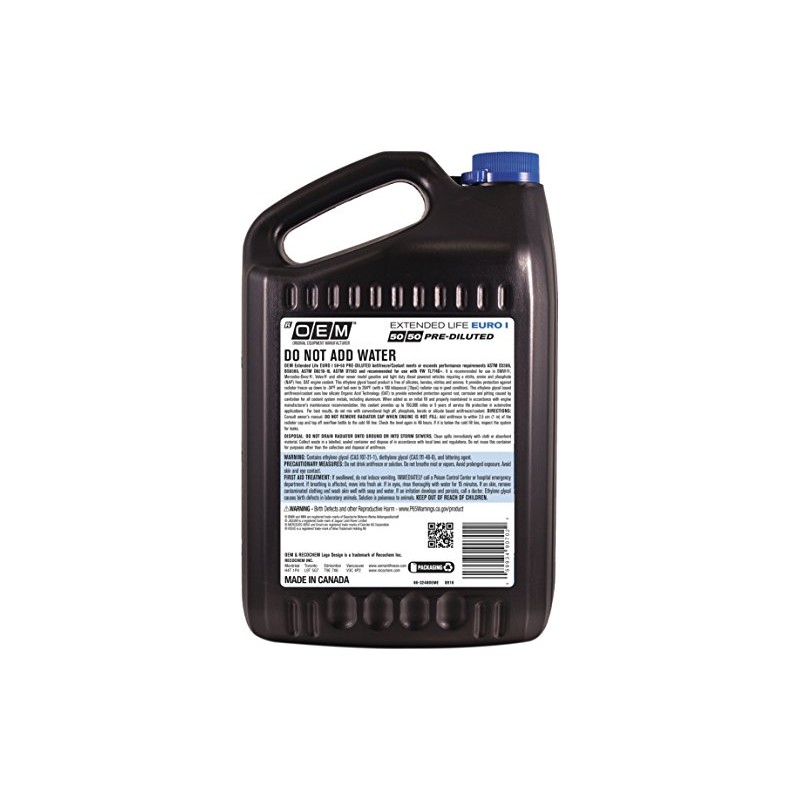 Recochem OEM European Vehicles Premium Antifreeze 50/50 Extended Life Coolant