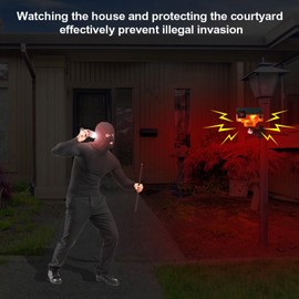 Solar Outdoor Sports Sensor 360 Degree Motion Detection Siren 2 x 130 dB Noise Maker, Personality Recording, Mode Strobe Light with USB, Say Goodbye to Intruders (Yellow)