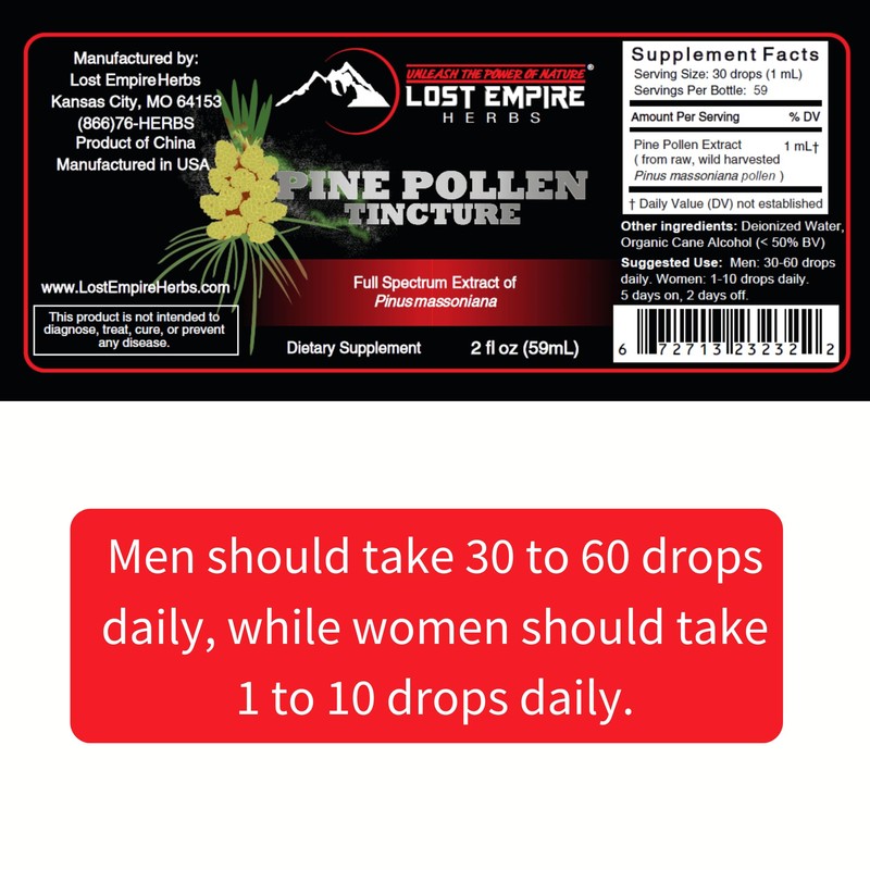 Lost Empire Herbs Pine Pollen Tincture Pine Pollen Liquid Extract