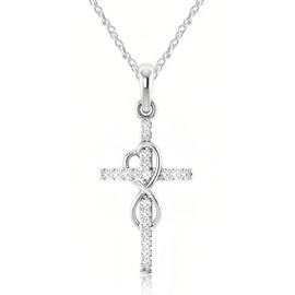 MYGLOAR 925 Sterling Silver Cross Chain, Sterling Silver Necklace, Women's Silver Chain with Cross, Men's and Women's Necklace, Silver Cross Pendant