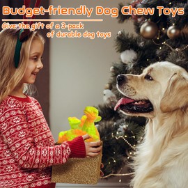 AstraVox Dog Toys, 3 Pack Indestructible Tough Dog Chew Toys for Aggressive Chewers, Nylon Dog Bones Toys with Bacon Flavor Dinosaur Teething Chew Toys for Large Medium Small Dog Breeds