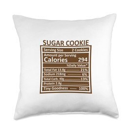 Nutritional Facts Labels Thanksgiving Gifts Store Thanksgiving Christmas Funny Sugar Cookie Nutrition Facts Throw Pillow, 18x18, Multicolor
