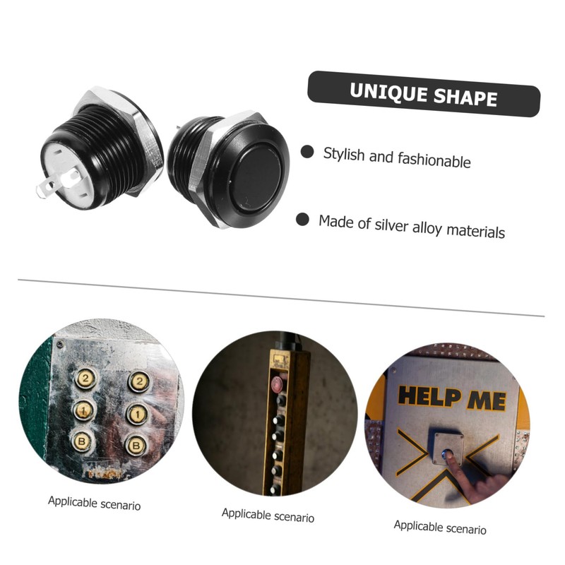 KICHOUSE 2pcs Micro-Travel Push Button Black Led Push Start Button