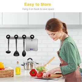 Kitchen Weighing Scales Digital, Adoric Cooking Scales Stainless Premium Steel Larger Platform Can Hang on The Wall (Silver)