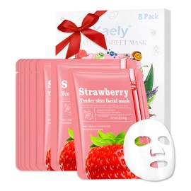 Paquete De 8 Mascarillas Faciales De Fresa Para Niños, Másca